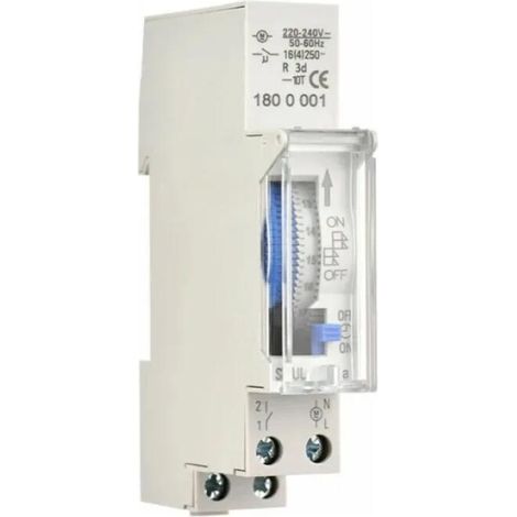 Minuterie mécanique de 24 heures Minuterie minimale de 15 minutes Montage sur rail Batterie intégrée, SUL180a AC220-240V Gris (1/4)