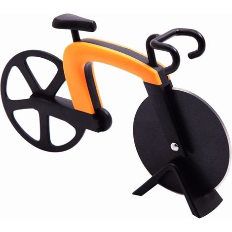 Anti-adhésif en Acier Inoxydable Roulette à Pizza Découpe-Pizza Couteau de Pizza Vélo Décoration Idéale et Cadeau- (1/5)