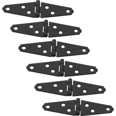 Bisagras para puertas de alta resistencia, juego de 6 piezas, para portones, cobertizos y ventanas, fijación segura, color negro. (1/5)