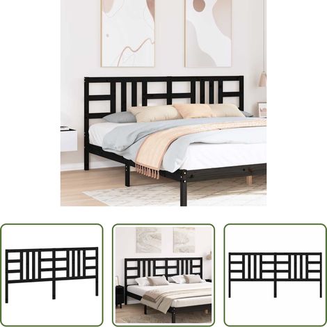 vidaXL Tête de lit Noir 206x4x100 cm Bois massif de pin (1/5)