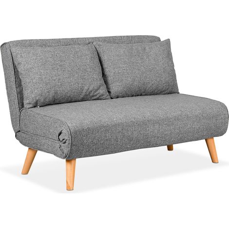EVERGREENWEB - Poltrona Letto trasformabile GRIGIA Poltrona letto relax con Materasso Piazza e mezzo e cuscino imbottito Divanetto clic clac a 2 posti con gambe in legno Foldy 120 (1/5)