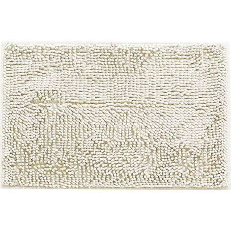 Tapis de salle de bain antidérapant en chenille, tapis de bain doux et antidérapant super absorbant, crème, 15,7" x 23,6" (1/3)