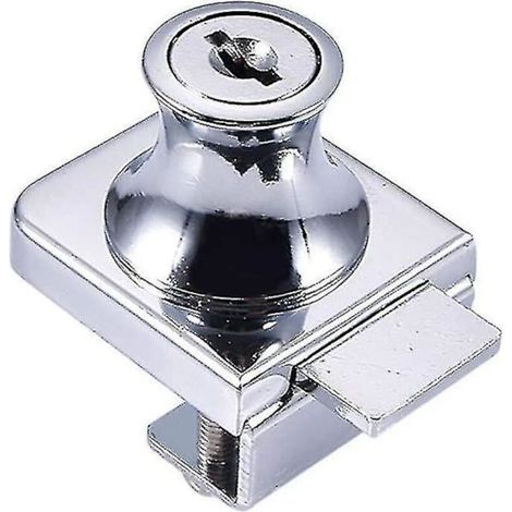 Serrure pour porte vitrée, serrure en acier chromé, serrure pour portes en verre, serrure pour vitrine, pour porte vitrée, perçage de 5 à 8 mm, 2 clés incluses-AquaForge (1/5)