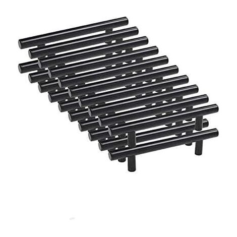 Barra en T de acero inoxidable de 96 mm, color negro, para manija de puerta de gabinete de cocina, con tornillos, ZVD-20 unidades (1/3)