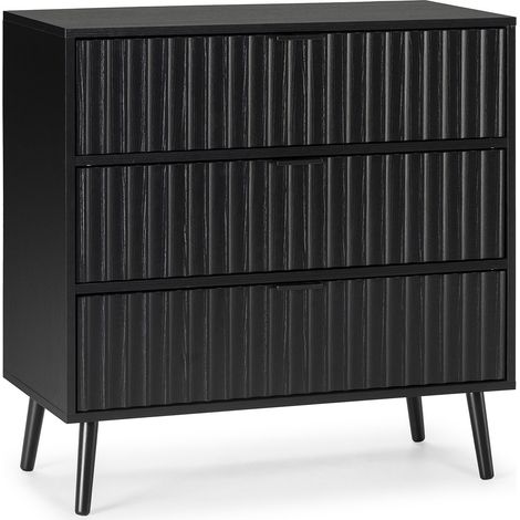 Vs Venta-Stock – Commode enfant Lluvia 3 tiroirs noir – Dimensions 80x40x80 cm – Mélamine haute qualité – Poignées métal noir (1/5)