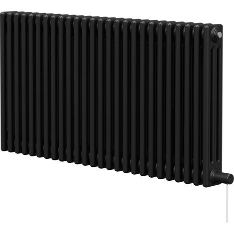 Colosseum Colore Matt Black 600mm x 1177mm Horizontal Electric Triple Column Radiator