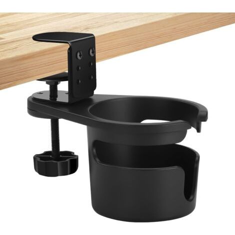 BUNTHAUS Porte Gobelet Bureau Rotatif 360° Support Tasse Réglable Hauteur pour Tables (Ép. 0-63mm) Anti-Déversement Porte Gobelet Boisson Bouteille Gaming Support Mug Maison/Bureau/Gaming (1/5)