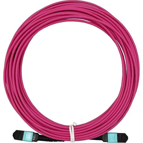 Elfcam® - Câble Fibre Optique MPO Femelle à MPO Femelle, Multimode OM4, Type B,Violet,(20m, 12 Fibres) (1/5)