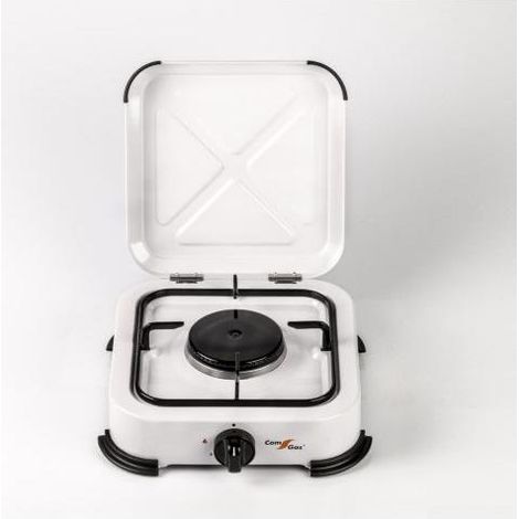 Cocina COM GAS 1 fuego esmaltado blanca con tapa BG01B