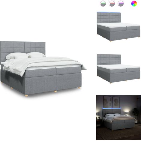 Sommier à lattes de lit avec matelas Gris clair 200x200cm Tissu - Sommier À Lattes De Lit - Sommiers À Lattes De Lit - Lit - Meuble De Chambre À Coucher (1/5)