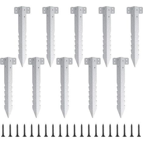 Set mit 10 Metallstützen für Bahnschwellen inklusive Schrauben, für hölzerne Blumenbeete, Stützmauern, Gehwege und Landschaftsbauprojekte (1/5)