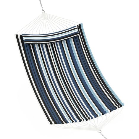 Hamac Double 350 cm avec Barre d'Écartement Incurvée - Charge Max 204 kg - Coussin XXL & Poches - Résistant aux Intempéries (1/5)