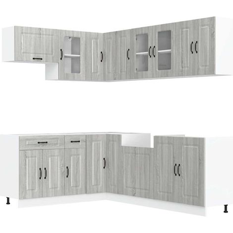 Maison Exclusive - Set Mobili da Cucina 11 pz Kalmar Grigio Sonoma in Truciolato (1/5)
