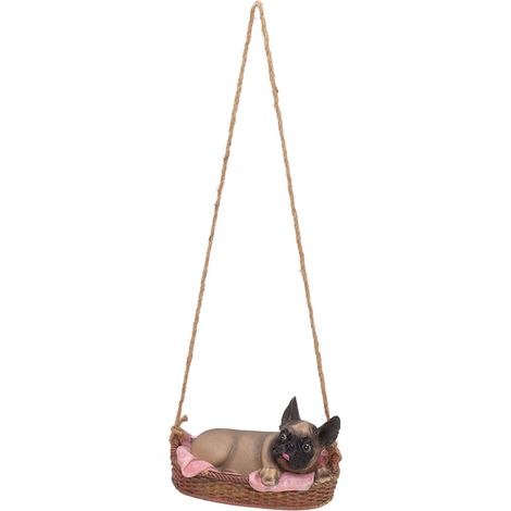 Bulldog grigio - Statua a dondolo - Da appendere - Giardino per cani - Esterno - Decorazione per la casa