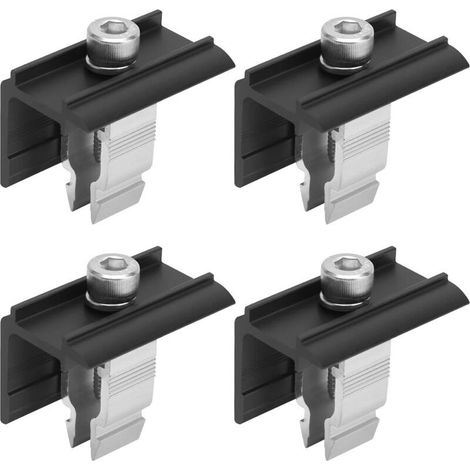 Kit de Fixation pour Panneau Solaire 4 pièces en Alliage d'Aluminium - Design Rapide et Sans Vis - Support Solide pour Toit, Camping, Voiture, Bateau - Résistant à la Corrosion et Installation Facile (1/5)