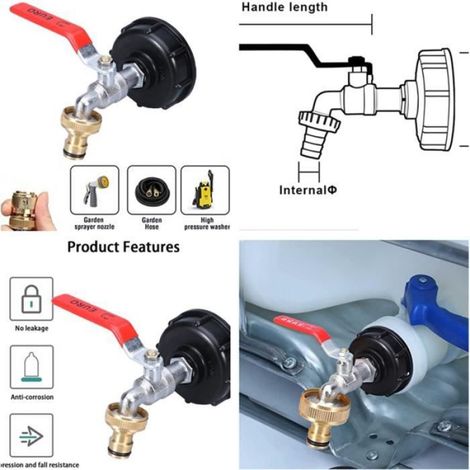 Robinet - - IBC 1000L - Laiton - PP - Adaptateur de Réservoir d'eau 1/2" (1/4)