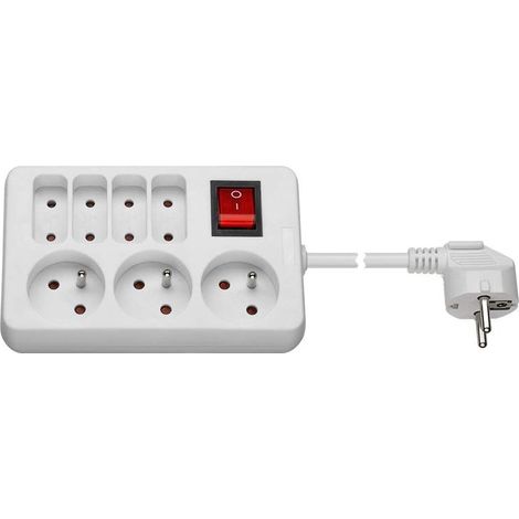 Bloc Multiprise avec Interrupteur, Blanc, 1.5 m Longueur de Câble (1/2)