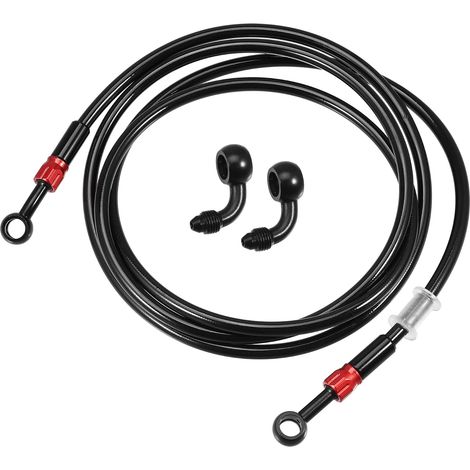 1 Set AN3 28 90 Degré Moto Frein Tuyau Ligne 200cm Noir (1/5)
