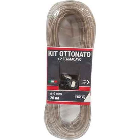 KIT CAVETTO STENDIBIANCHERIA MATASSA Ø 4 mm - 20 mt - con due fermacavi