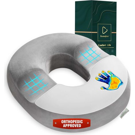 Coussin Coccyx Coussin de Chaise en Mousse à Mémoire Coussin Hemorrhoid Soutien du Coccyx et Réduction de la Pression pour Hémorroïdes Sciatique Grossesse Post Partum Voiture Fauteuil (1/5)