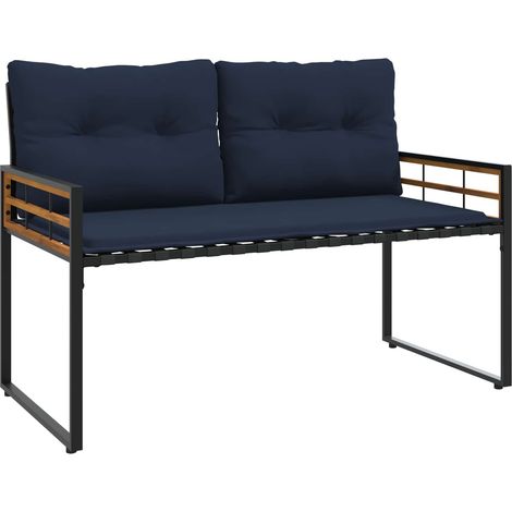 Maison Exclusive - Panchetta in Legno a Strati con cuscino Navy 114 x 55 x 77 cm