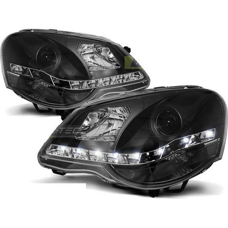Paire de feux phares VW Polo 9N3 05-09 Daylight led noir-27362046