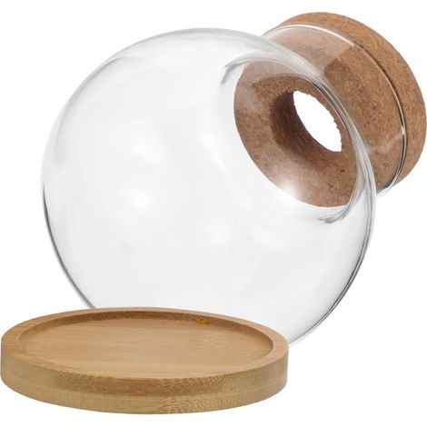 Lot de 2 Sets de Sets de Pots en Verre Hydroponiques avec Plateau en Bambou, Vase de Propagation Polyvalent et Robuste pour Plantes et Bettas, Décoration pour Bureau et Maison (1/5)