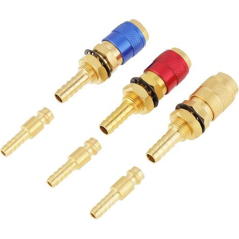 Lot de 3 adaptateurs à eau et à gaz avec raccord rapide étanche pour poste à souder TIG, refroidissement à l'eau (1/5)