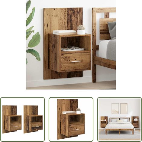 vidaXL Bois ancien -  Cabinet de chevet 2 pcs Bois ancien 50 x 32.5 x 80cm (1/5)