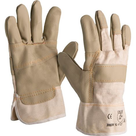 Gants docker cuir fleur d ameublement marron beige T10 2055DW