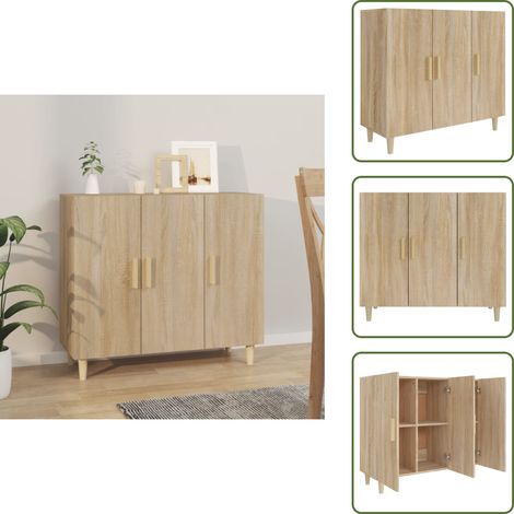 Sideboard Sonoma-Eiche 90x34x80 cm Holzwerkstoff - Sideboard - Wohnzimmertisch - Eichefarbenes Möbel - Holzmöbel - Regal (1/5)