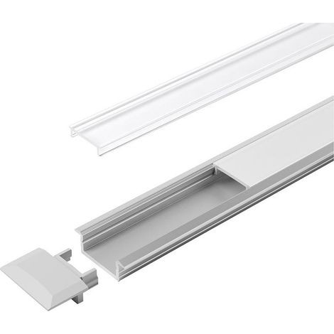 Perfil encastrado de aluminio C claro L 3000 mm, Perfil