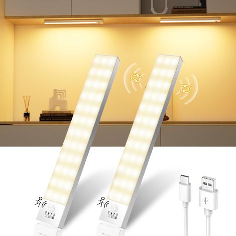 Lampe Placard Detecteur Mouvement 3000K LED Cuisine Sous Meuble Fil 1000mAh Veilleuse 36 LEDs USB Rechargeable Éclairage Cuisine 2 (1/5)