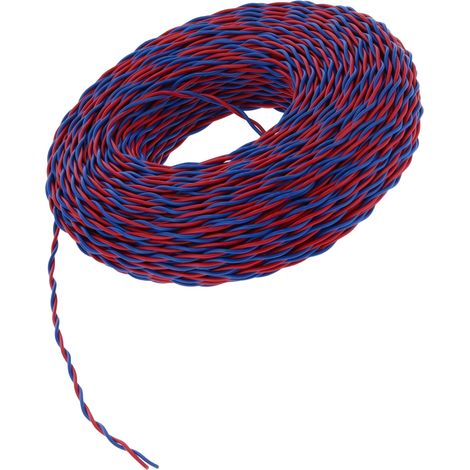 Câble électrique isolé et gainé PVC RVS-2x0,5 à 28 conducteurs, 100 m / 328,1 pi, 300 V CA, rouge et bleu (1/5)