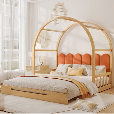 Cama infantil extensible con techo de pino OKMYHOME (1/5)