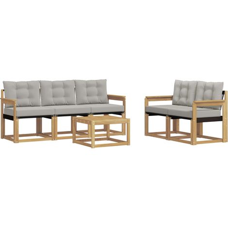 Set di divani da esterno 6 pcs Bianco e Grigio Chiaro vidaXL