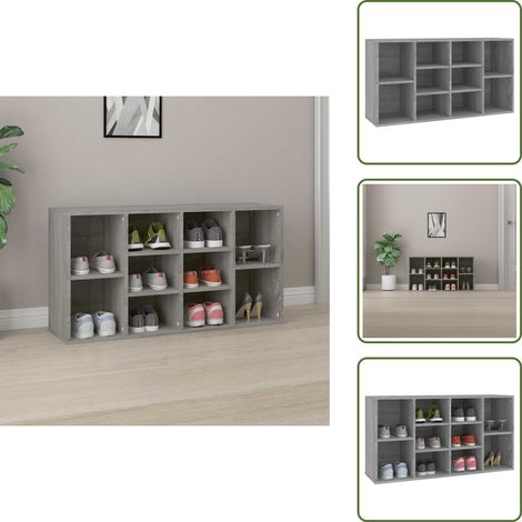 The Living Store Schuhbank Grau Sonoma 103x30x55 cm Holzwerkstoff - Holzschuhbank (1/5)