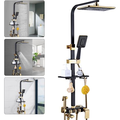Système de douche Set de douche pluie Set robinetterie de douche thermostatique douchette porte-savon (1/5)
