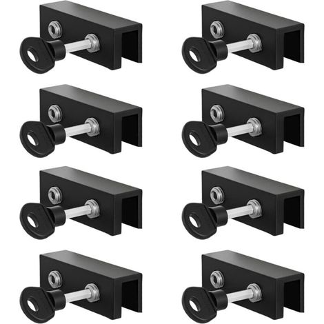 Verrou de fenêtre coulissante avec clés verticales et horizontales - Verrou de sécurité réglable - Limiteur de fenêtre de sécurité durable - Limiteur de fenêtre réglable (Noir, 10 mm, long)