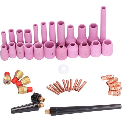 Jeu de 46 pièces accessoires soudure TIG : buse, joint, pince, lentille, kit outillage pour torche SR WP 9/20/25 (1/5)