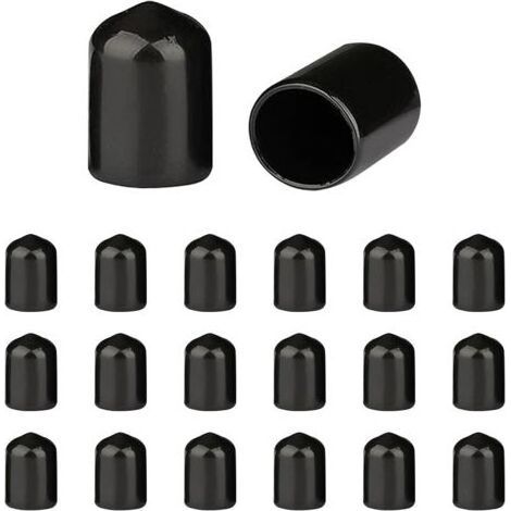 Protections de Filetage de vis - Lot de 200 Caoutchouc PVC Capuchons Ronds, Couvercle en Caoutchouc, Cache Vis Noir, pour Tubes Ronds (Profondeur Approx : 20.6 mm, Diamètre Intérieur : 12 mm)-Karteo (1/5)
