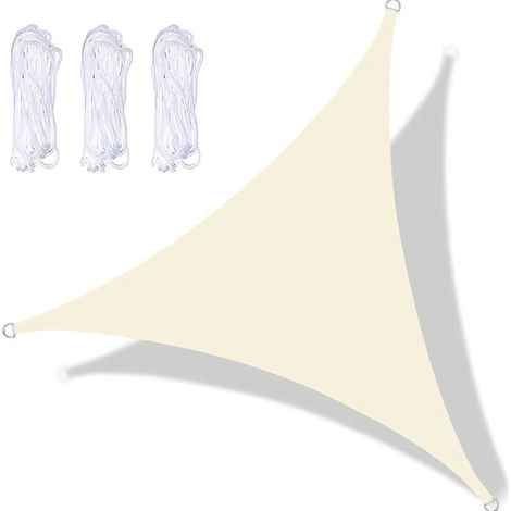 Voile d'ombrage triangulaire imperméable 3x3x3 m, protection solaire, kit d'accessoires de montage pour voile d'ombrage déperlante, pour jardin et piscine. (1/5)