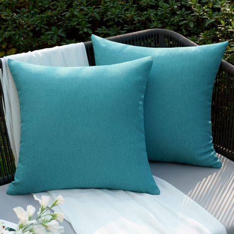 2 Housses de coussin de jardin indigo impermeables 55 x 55 cm, resistantes aux UV et a la decoloration, lavables en machine, coussins non inclus (1/5)