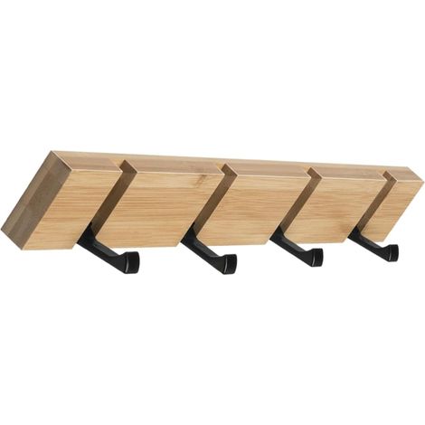 Wandgarderobe aus Bambus mit stabilen Haken für Kleidung, Hüte und Taschen – Wandregal für Eingangsbereich und Schlafzimmer