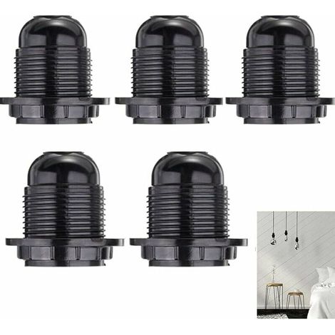 - Lot de 5 E27 support de lampe Vintage support de lampe de chevet noir E27 support de lampe à vis E27 250V 4A E27 (1/5)