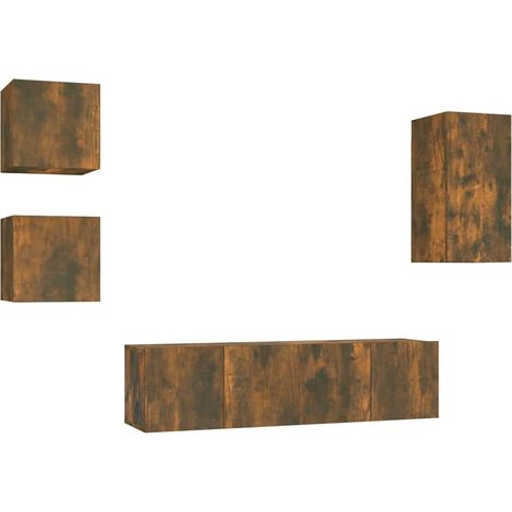 Maison Exclusive - Set di Mobili Porta TV 5 pz Rovere Fumo in Legno Multistrato (1/5)
