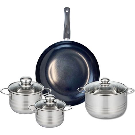 Ensemble de 1 Poêle de cuisson 32 cm et 3 faitouts 14, 16 et 20 cm Elo Prima Brillant (1/5)