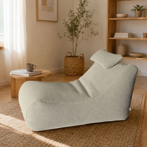Dmora - Pouf hck, Mehrzwecksessel, Sitzsack, Hockerhocker, Made in Italy, 70x120 h65 cm, Beige (1/5)