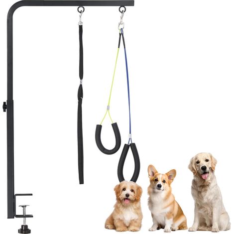 Table de Toilettage Réglable pour Chien ou Animal de Compagnie - Soins des Poils et Coupe des Griffes, avec Anneau de Force et Deux Supports sans Assise (1/5)