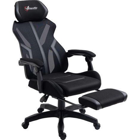 Silla de Oficina con Altura Ajustable Inclinación Reposabrazos Reposacabezas Regulable y Reposapiés Plegable Giratoria 65x65x119-129 cm Negro (1/6)